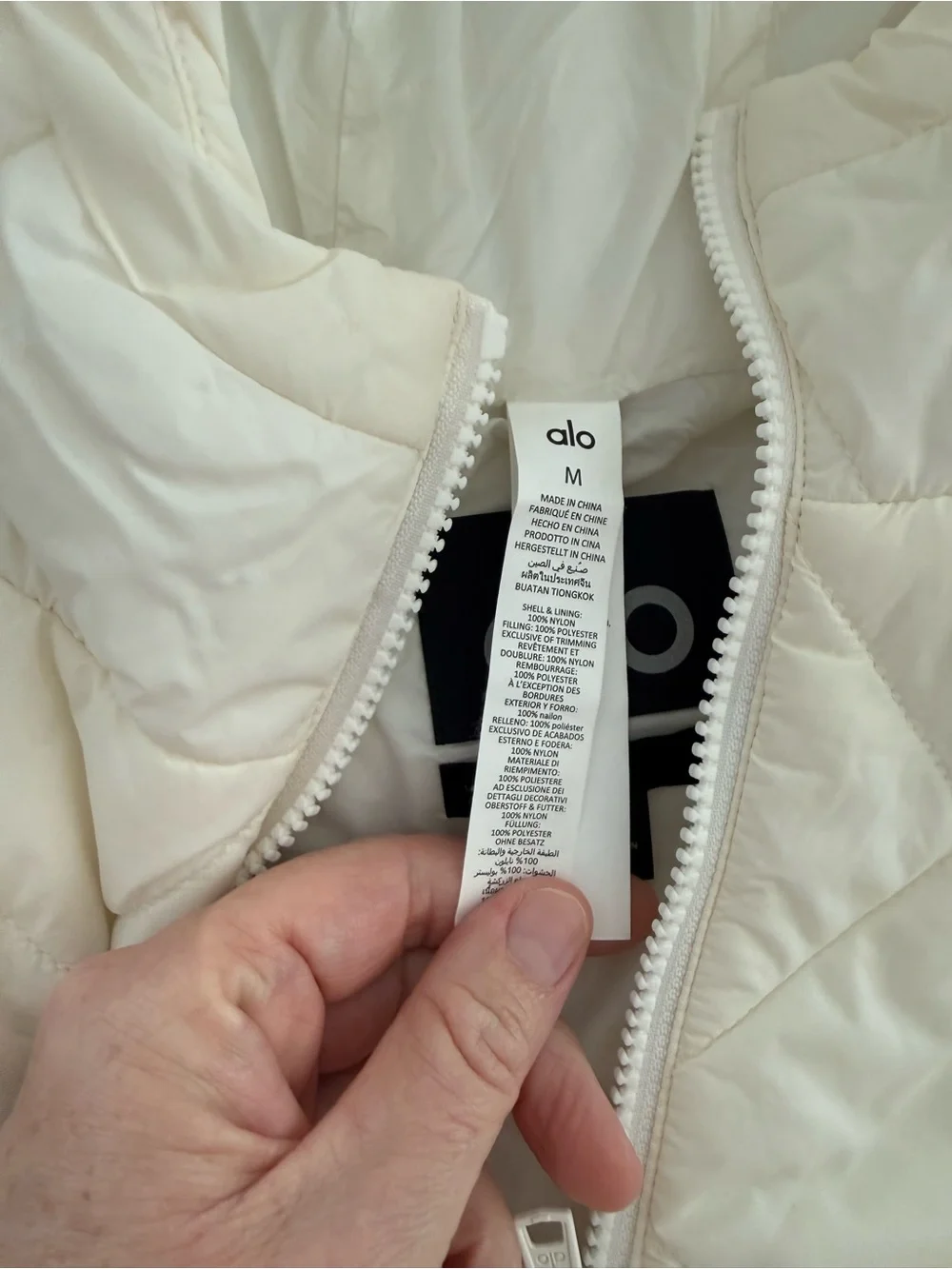 ALO Yoga White Quilted Cropped Hooded Vest